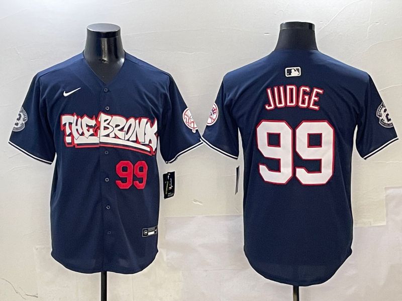 Men New York Yankees 99 Judge Drak Blue four generations Joint Name 2025 Nike MLB Jersey style 4112